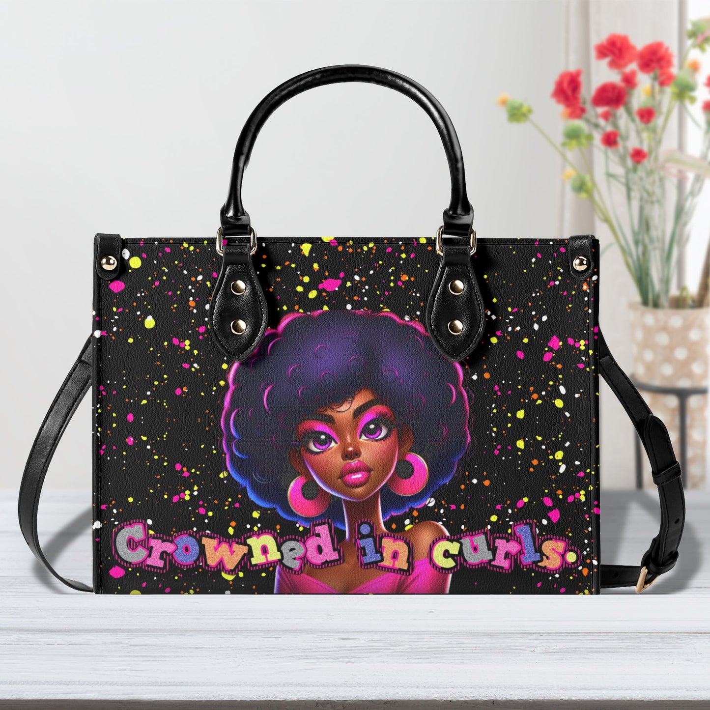 CROWNED IN CURLS • THE LEATHER TOTE