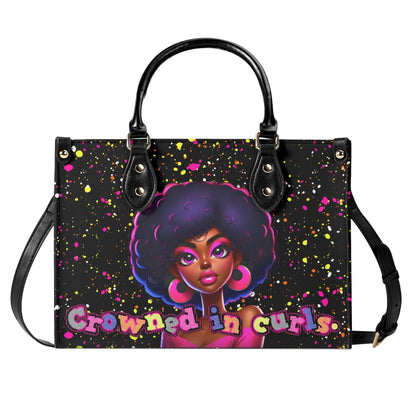 CROWNED IN CURLS • THE LEATHER TOTE