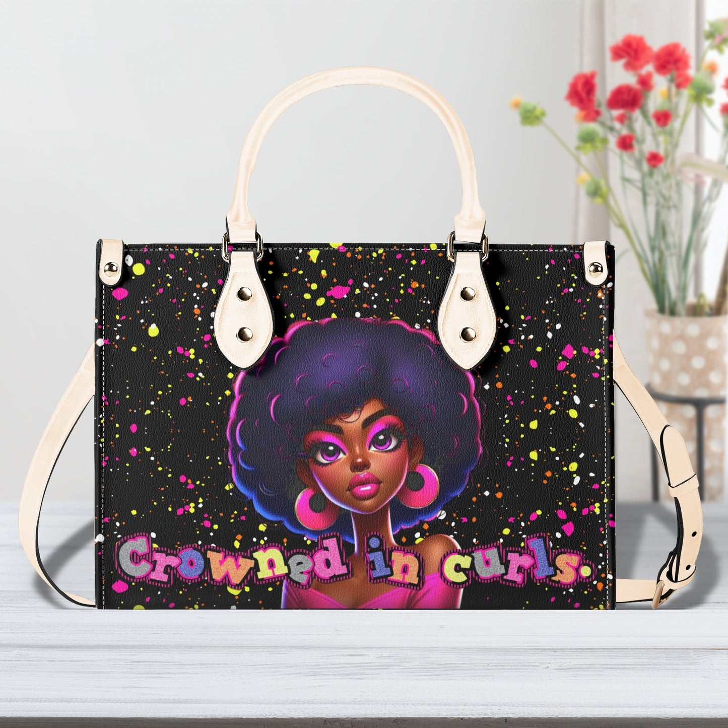 CROWNED IN CURLS • THE LEATHER TOTE