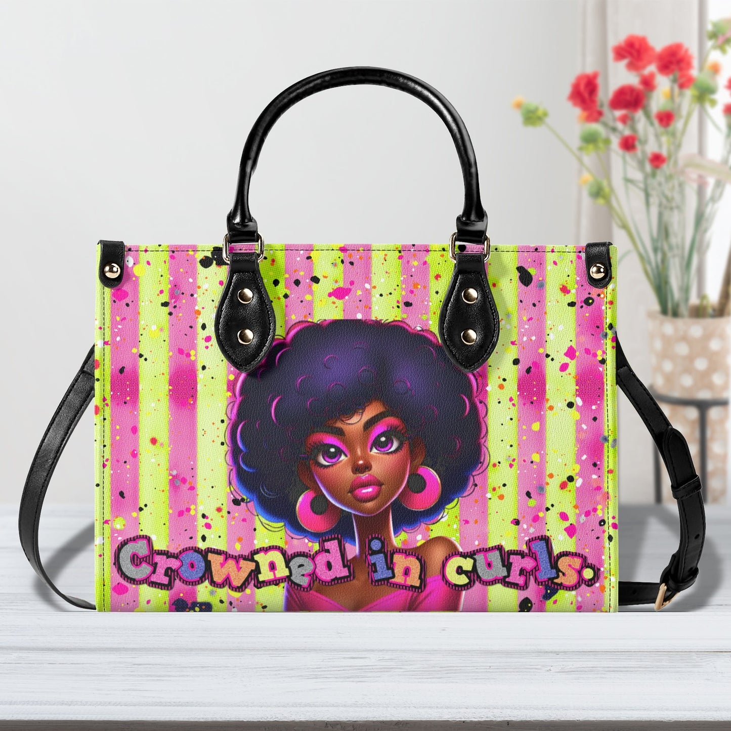 CROWNED IN CURLS • THE LEATHER TOTE