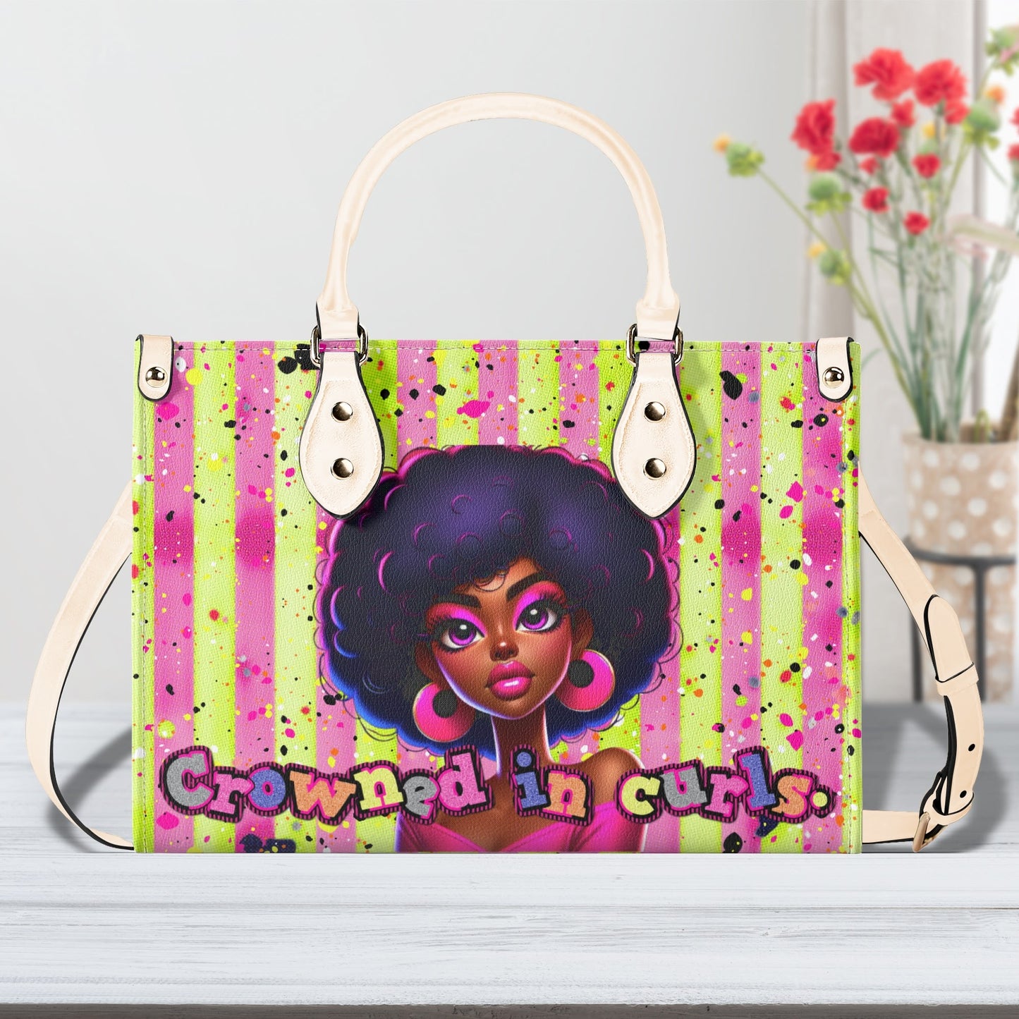 CROWNED IN CURLS • THE LEATHER TOTE