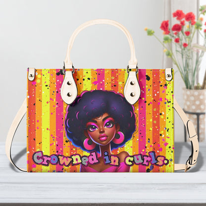 CROWNED IN CURLS • THE LEATHER TOTE