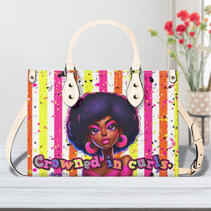 CROWNED IN CURLS • THE LEATHER TOTE