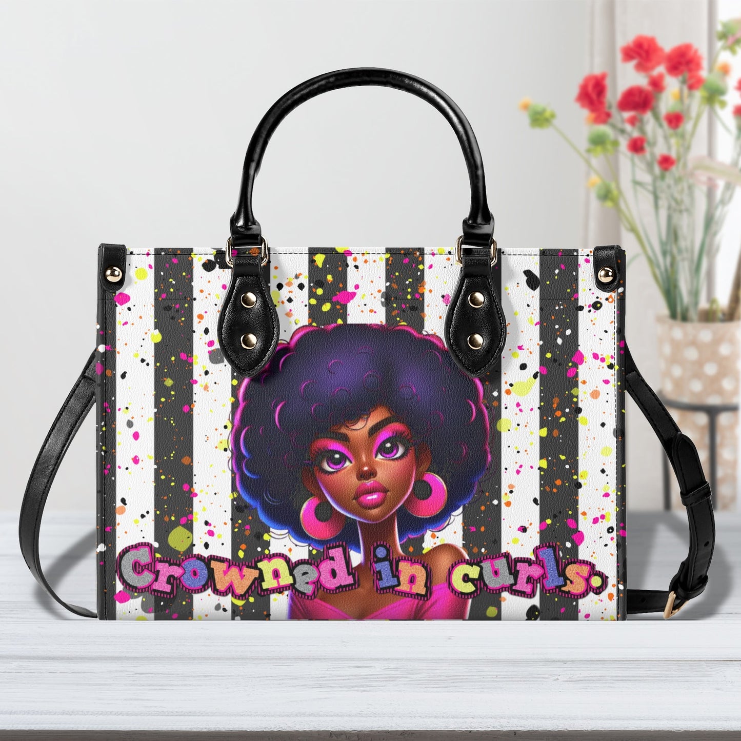 CROWNED IN CURLS • THE LEATHER TOTE