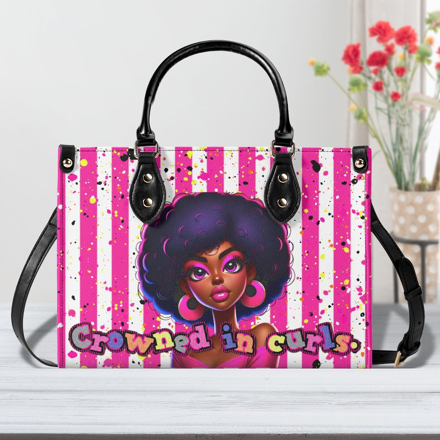 CROWNED IN CURLS • THE LEATHER TOTE