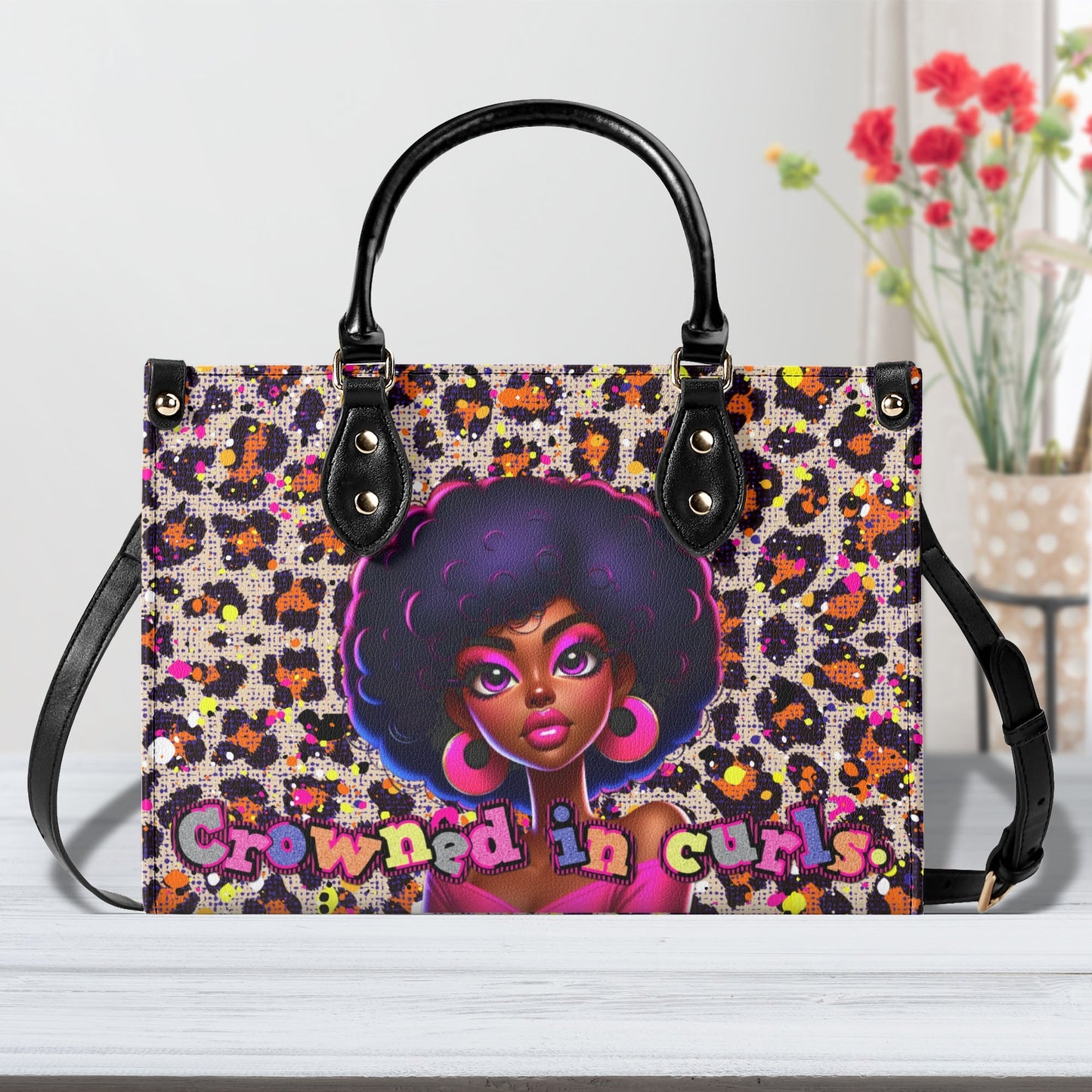 CROWNED IN CURLS • THE LEATHER TOTE