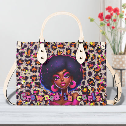 CROWNED IN CURLS • THE LEATHER TOTE