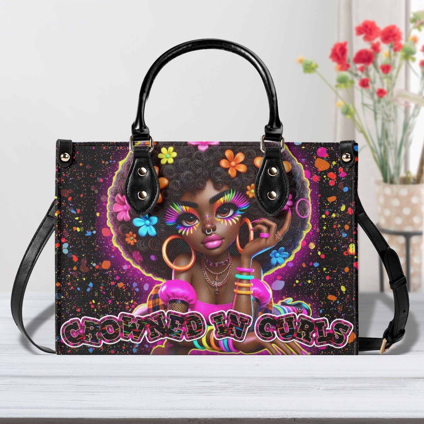 CROWNED IN CURLS • THE LEATHER TOTE