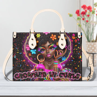 CROWNED IN CURLS • THE LEATHER TOTE