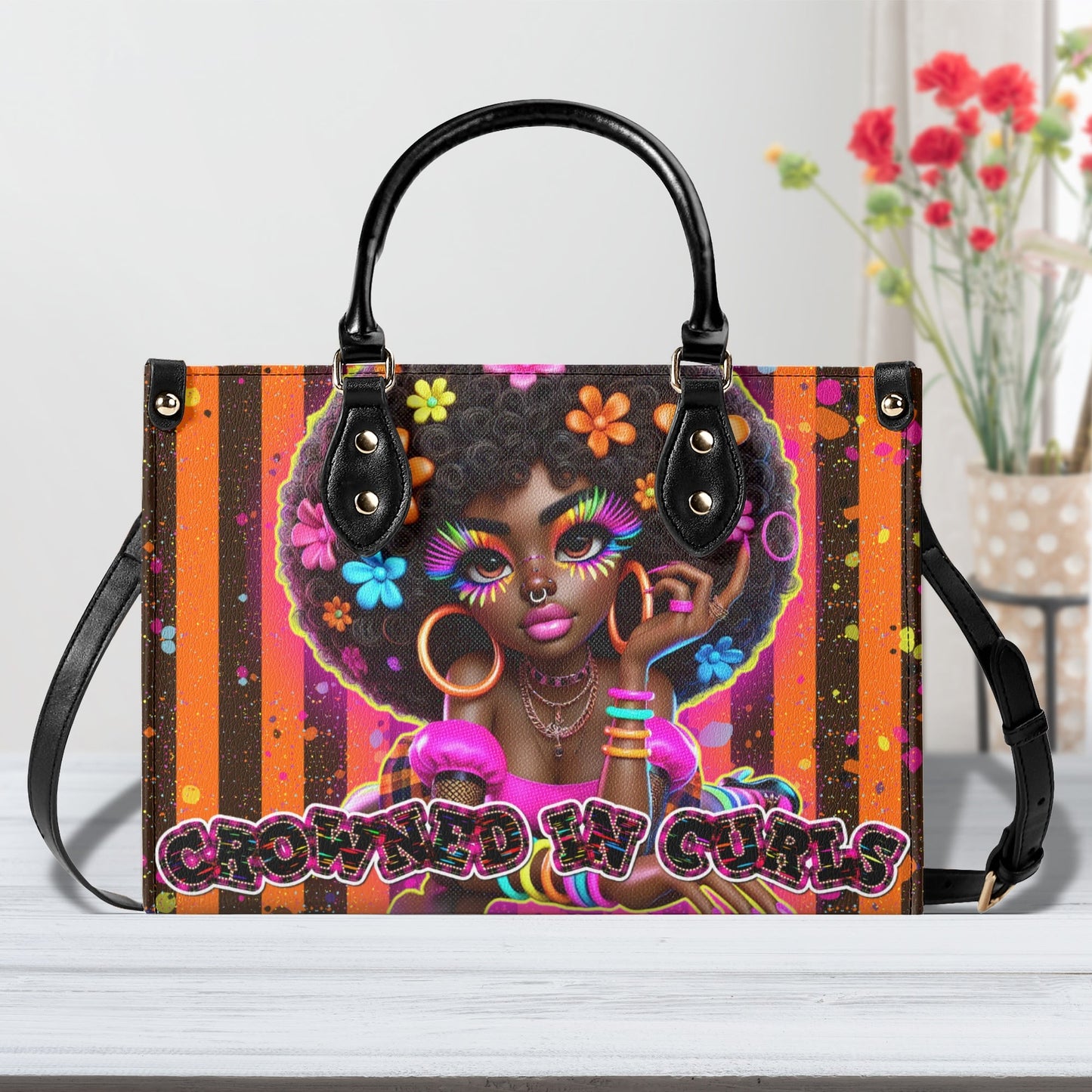 CROWNED IN CURLS • THE LEATHER TOTE