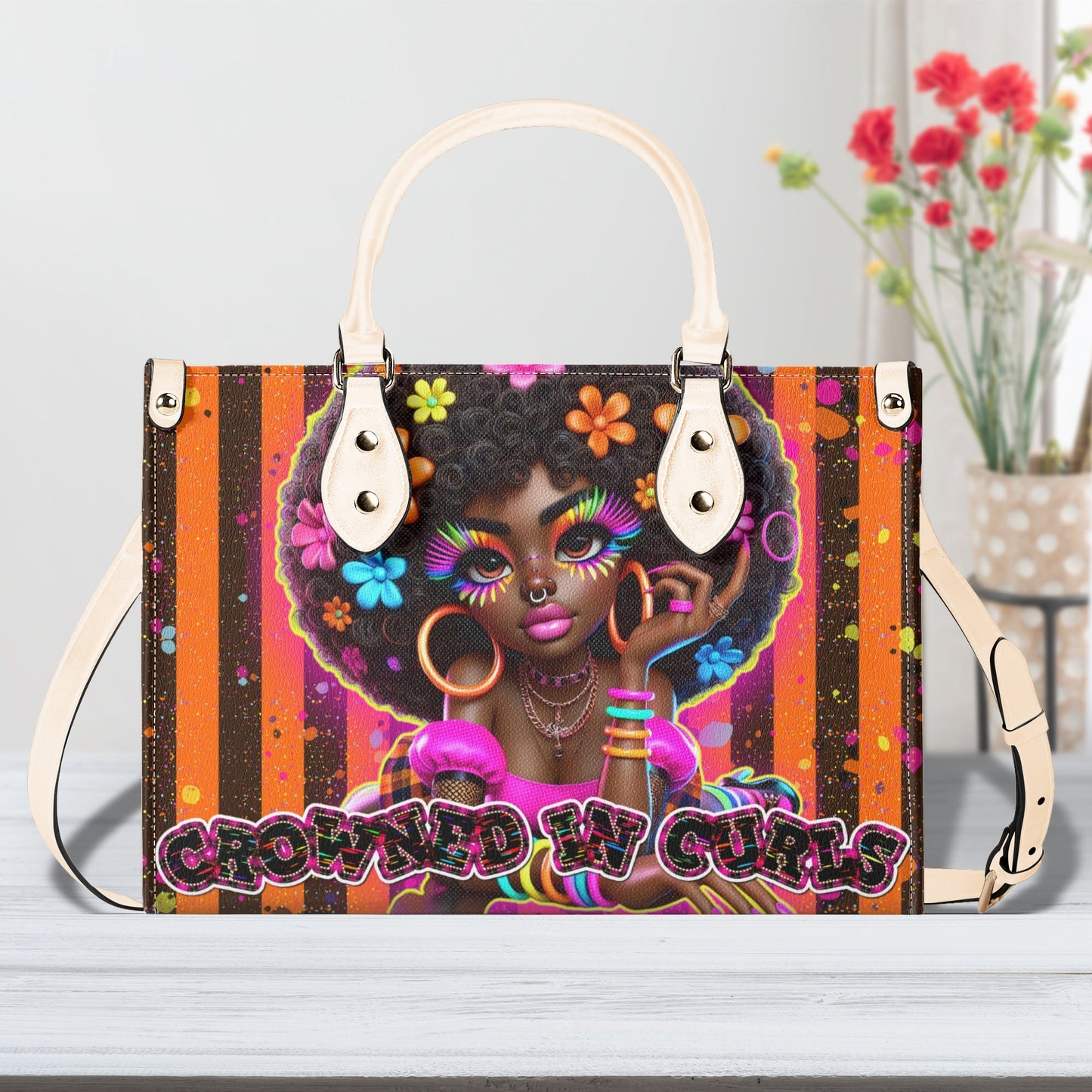 CROWNED IN CURLS • THE LEATHER TOTE