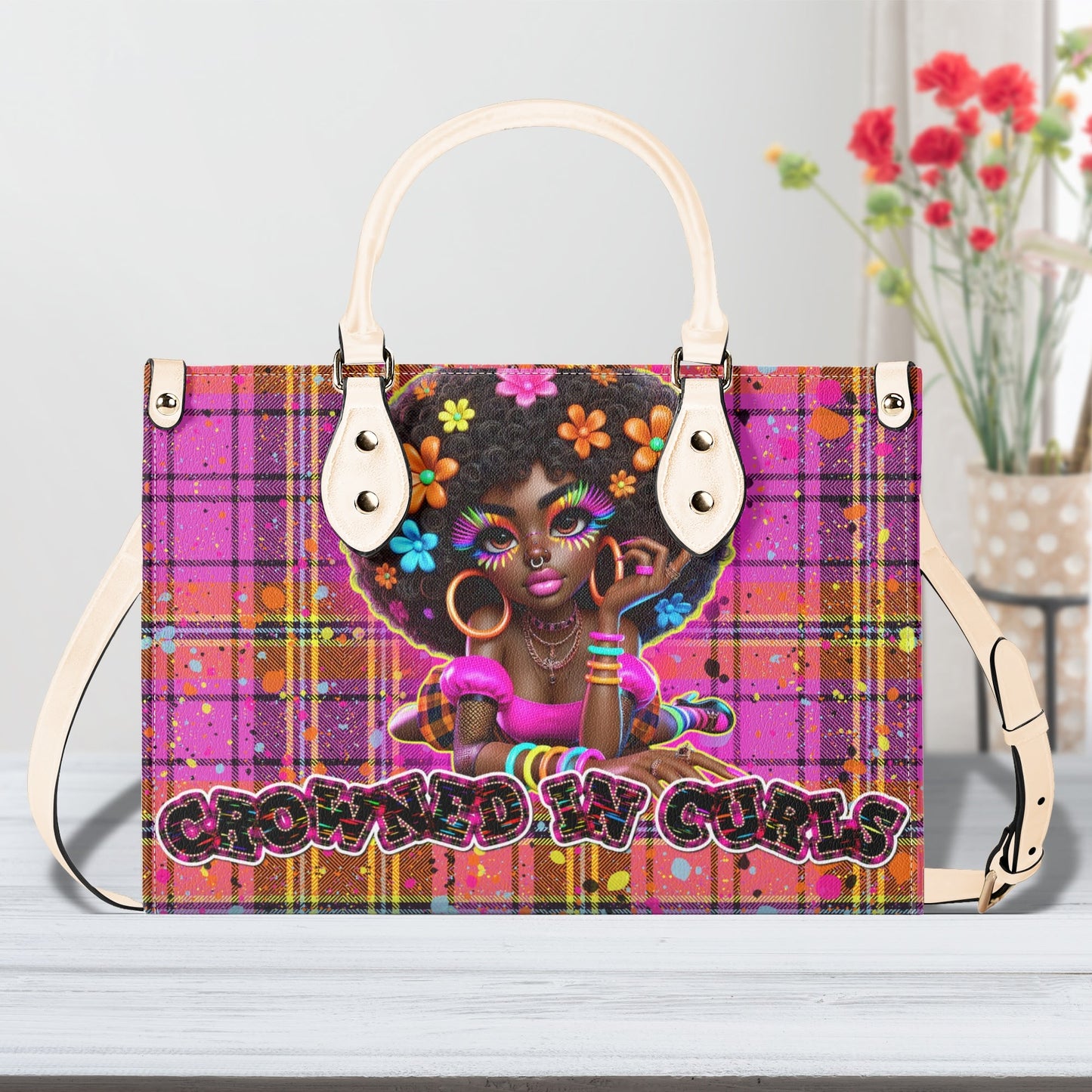 CROWNED IN CURLS • THE LEATHER TOTE