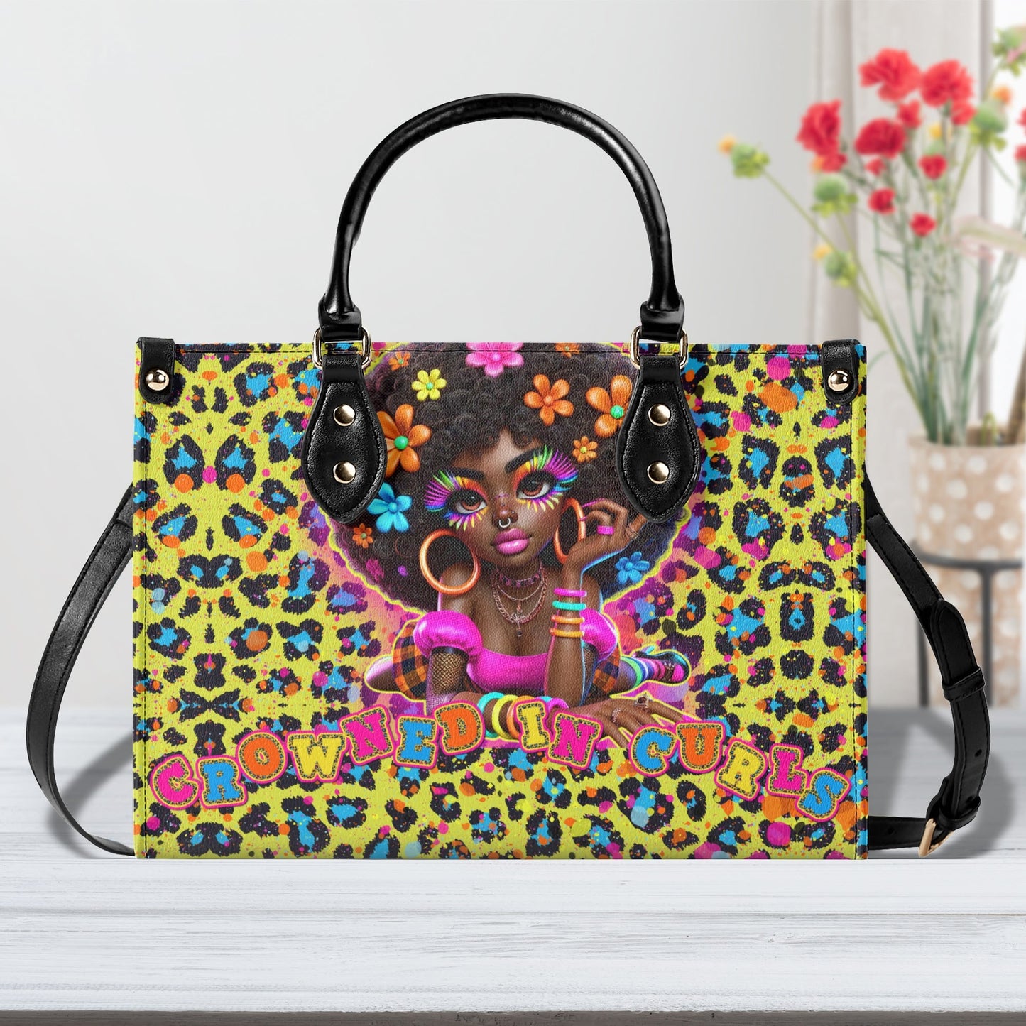 CROWNED IN CURLS • THE LEATHER TOTE