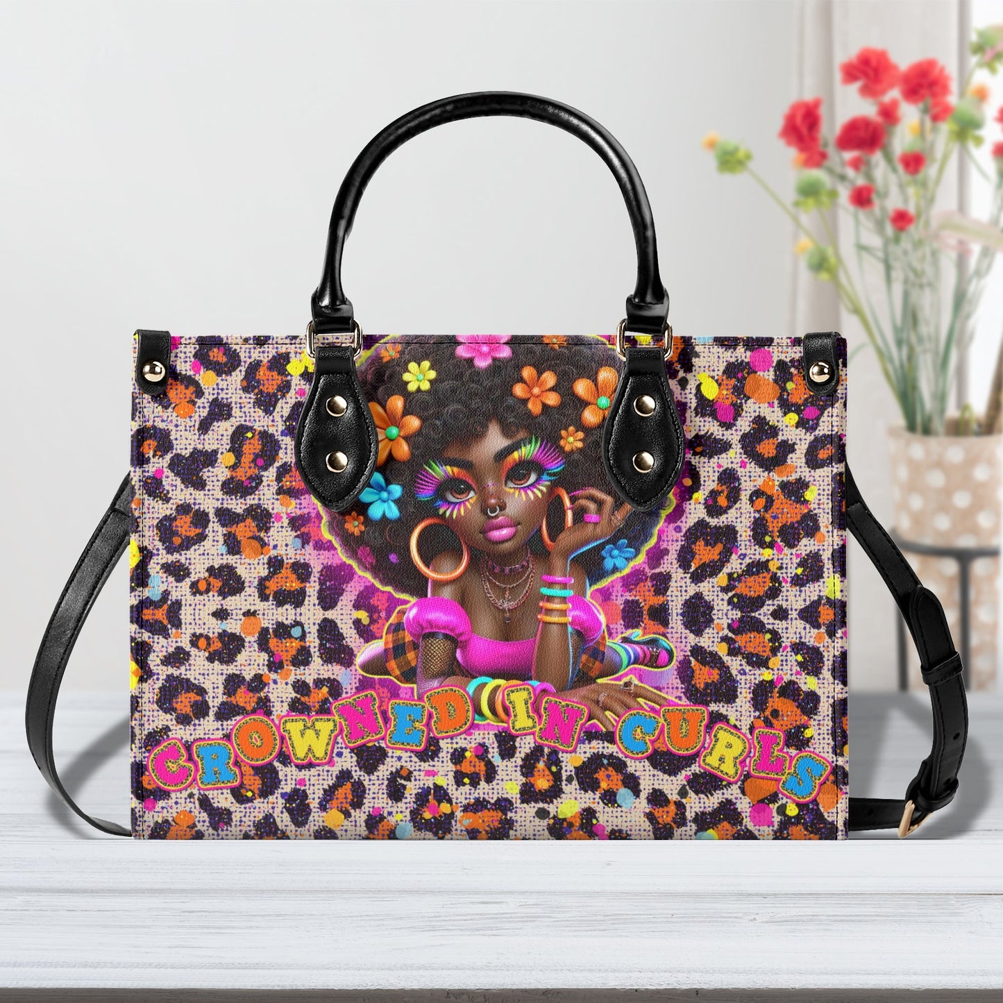 CROWNED IN CURLS • THE LEATHER TOTE