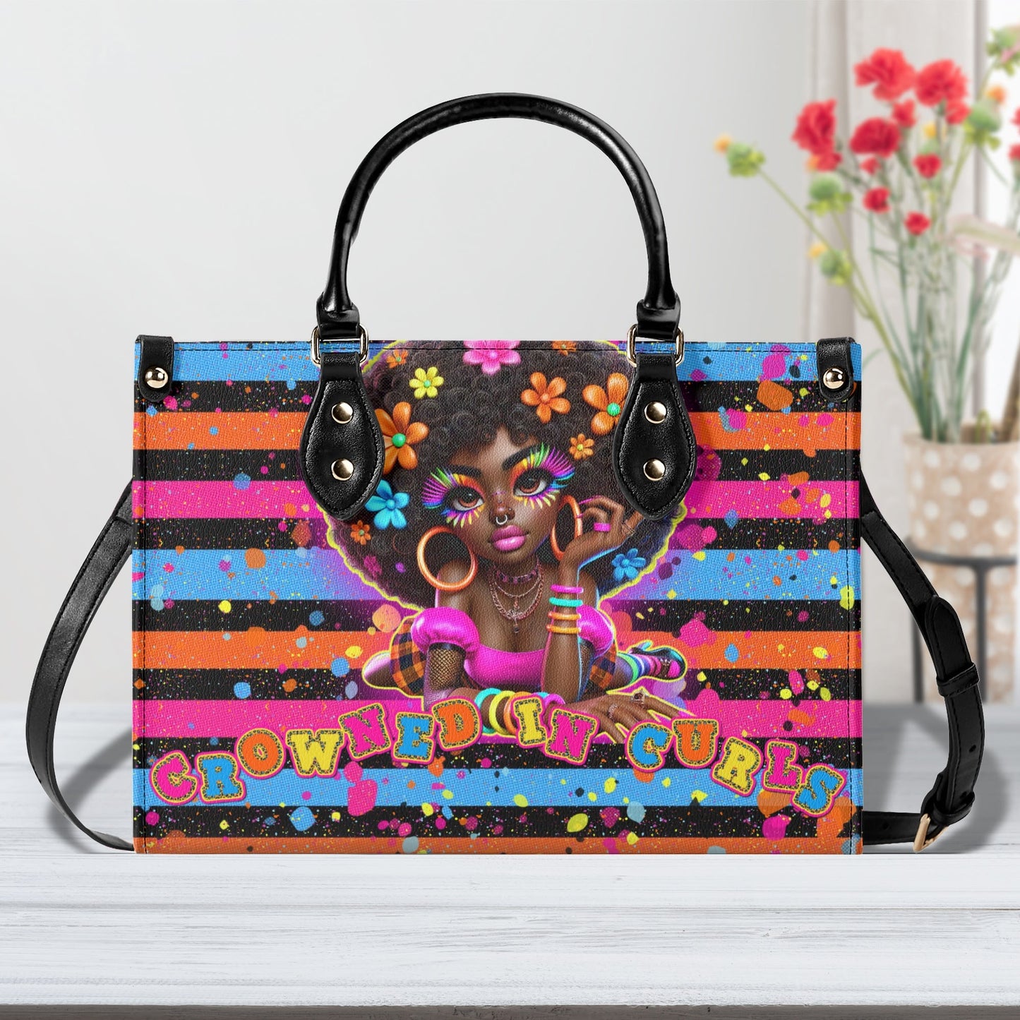 CROWNED IN CURLS • THE LEATHER TOTE