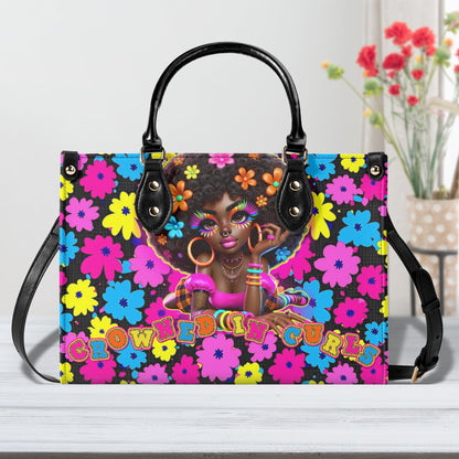 CROWNED IN CURLS • THE LEATHER TOTE