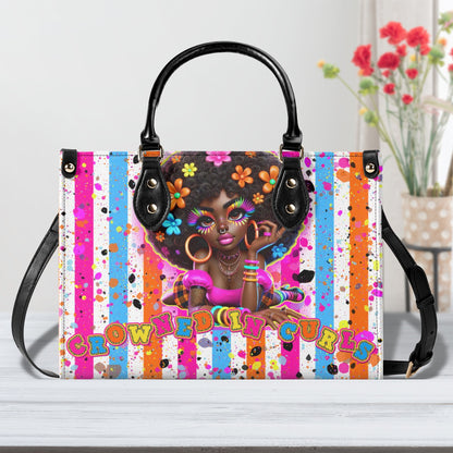 CROWNED IN CURLS • THE LEATHER TOTE