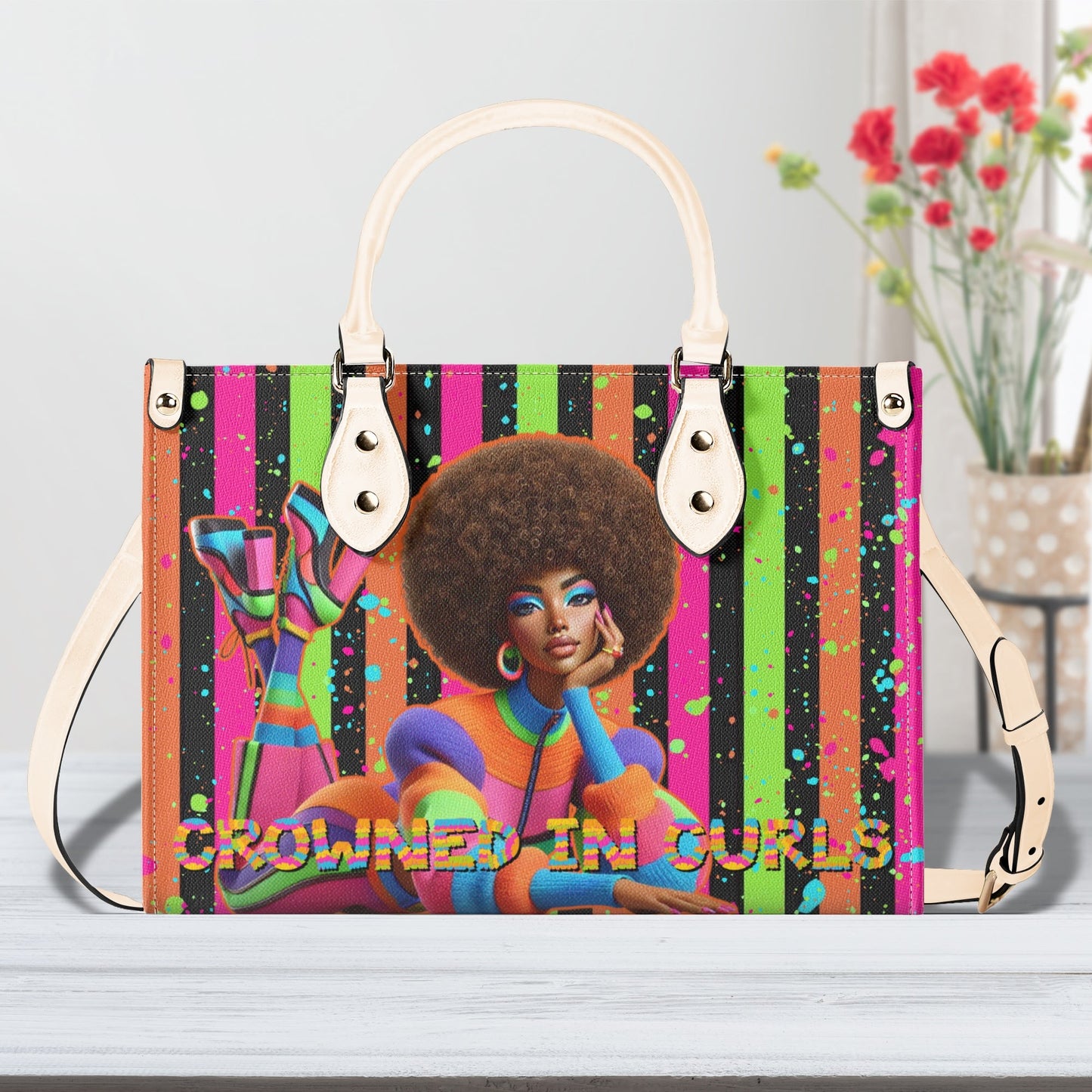 CROWNED IN CURLS • THE LEATHER TOTE