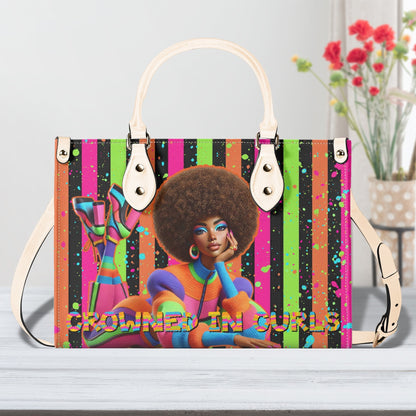 CROWNED IN CURLS • THE LEATHER TOTE