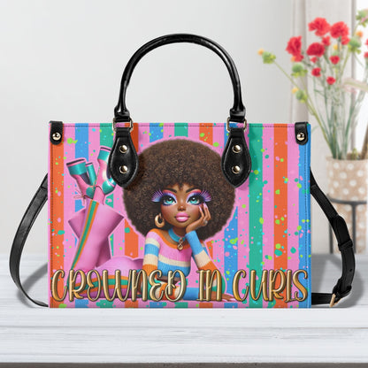 CROWNED IN CURLS • THE LEATHER TOTE