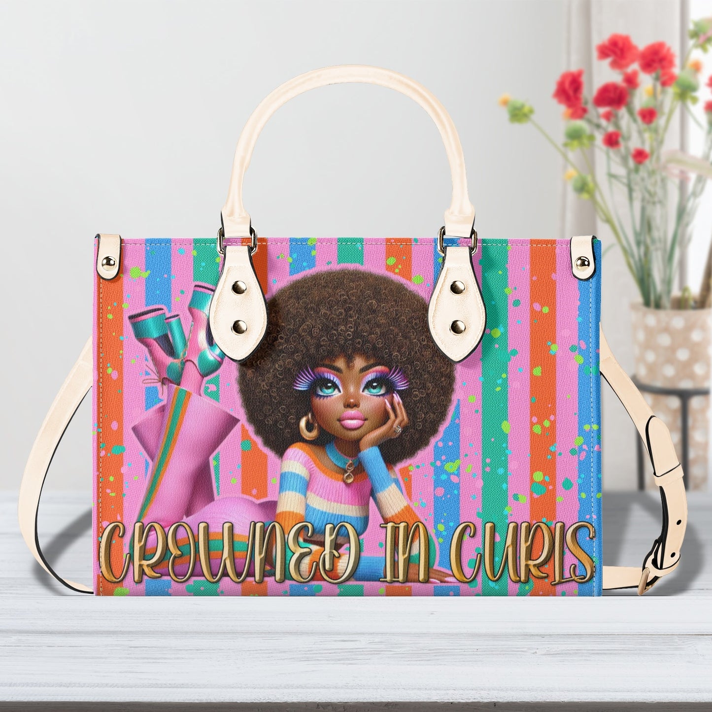 CROWNED IN CURLS • THE LEATHER TOTE