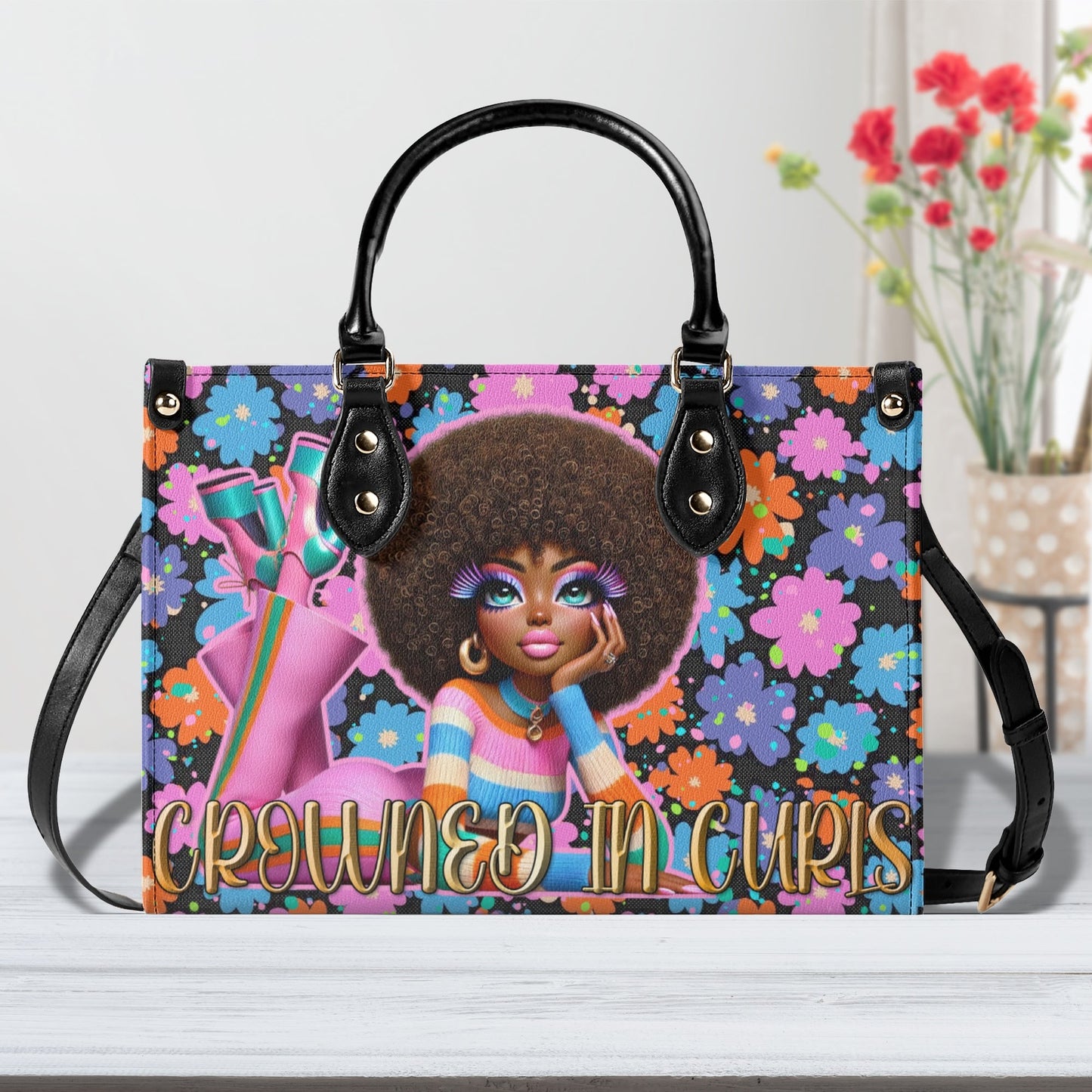 CROWNED IN CURLS • THE LEATHER TOTE