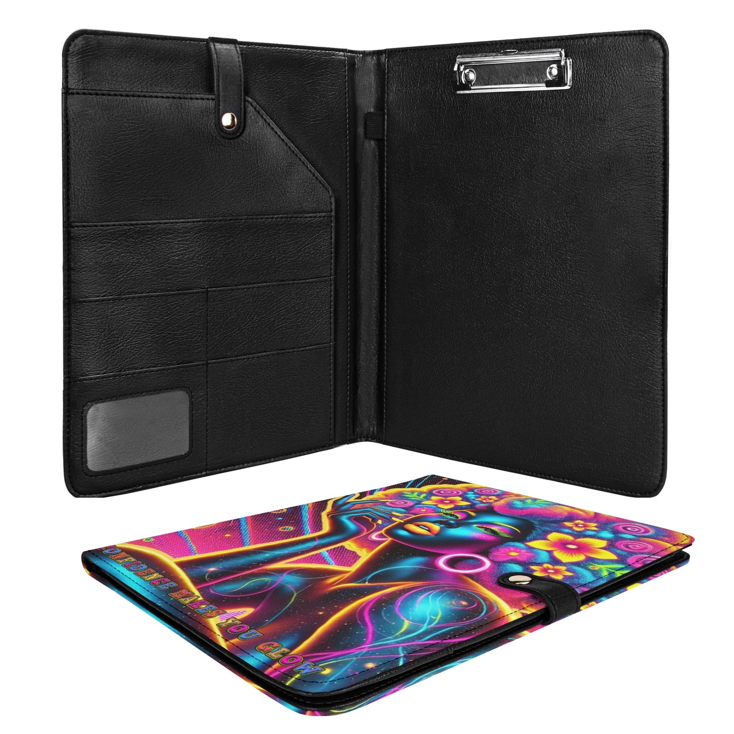 CONFIDENCE MAKES YOU GLOW • THE LEATHER PADFOLIO