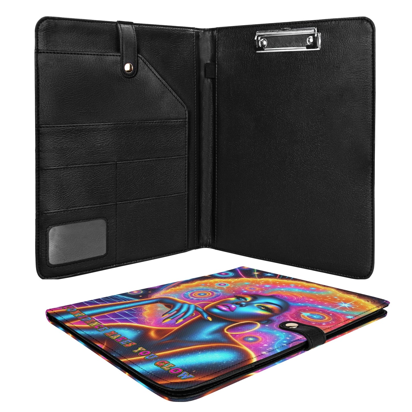 CONFIDENCE MAKES YOU GLOW • THE LEATHER PADFOLIO