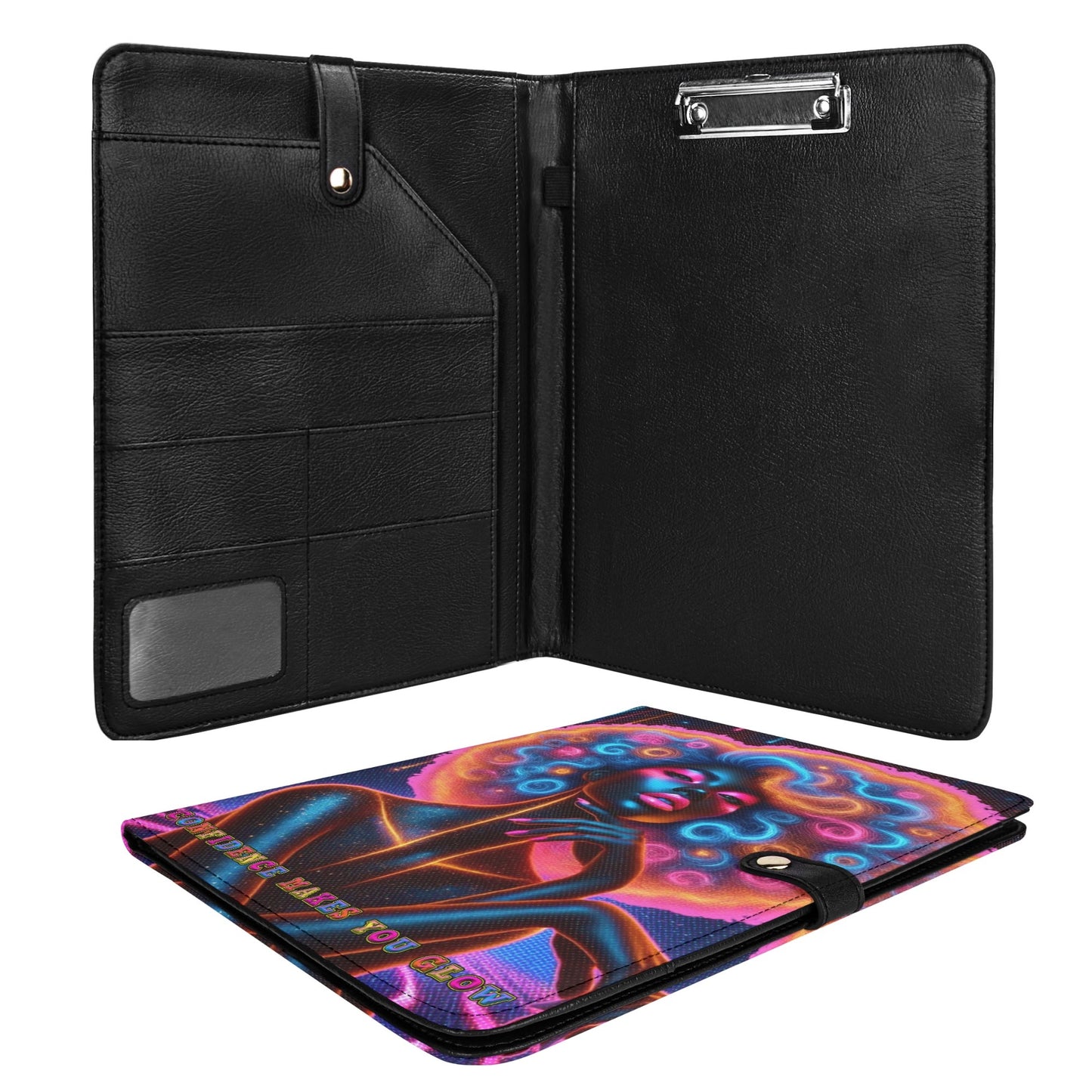 CONFIDENCE MAKES YOU GLOW • THE LEATHER PADFOLIO