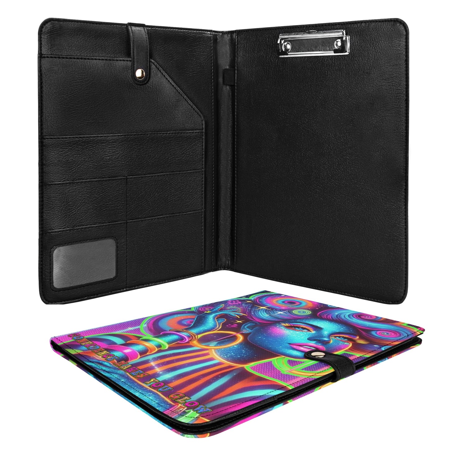 CONFIDENCE MAKES YOU GLOW • THE LEATHER PADFOLIO